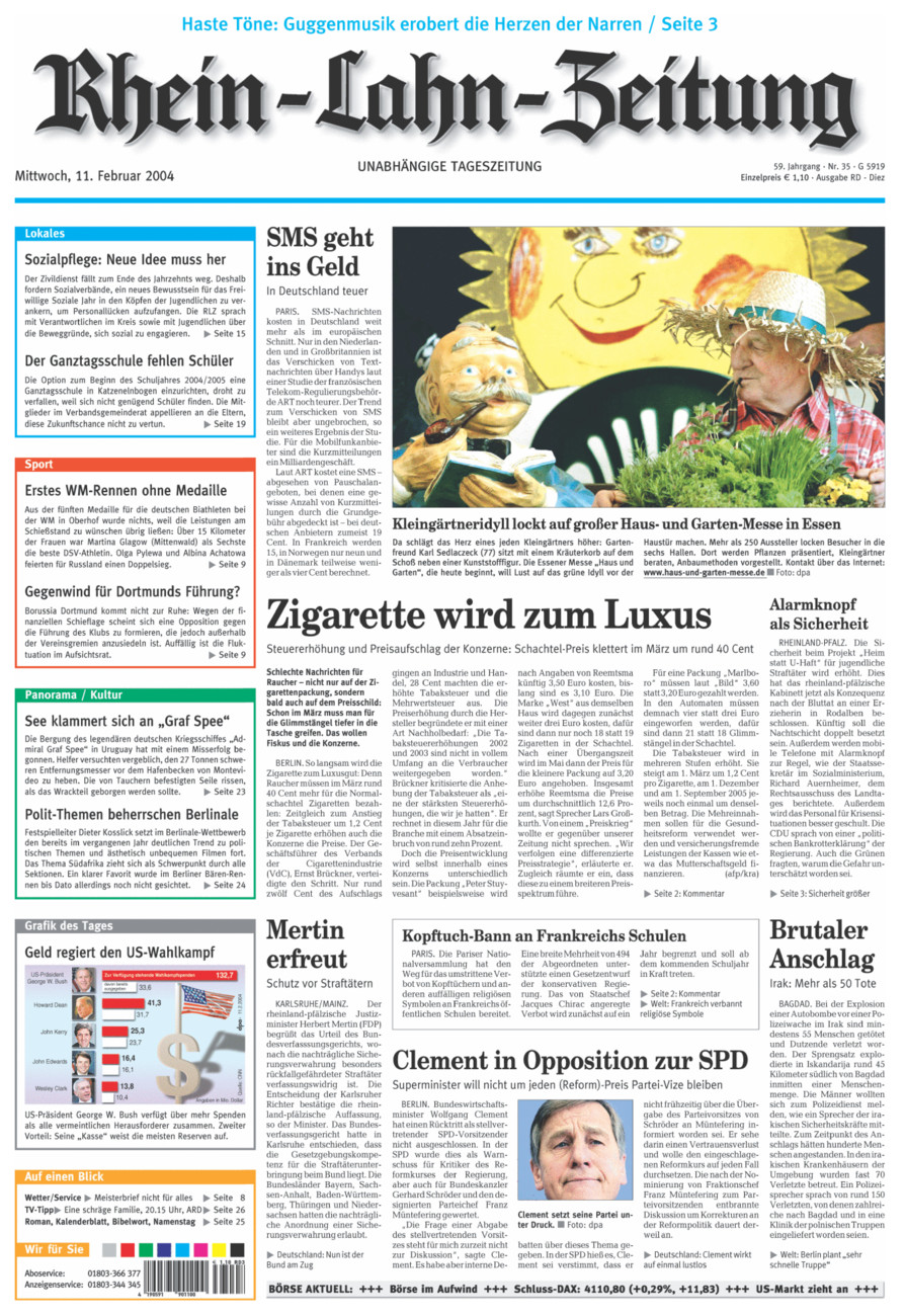 Rhein-Lahn-Zeitung Diez (Archiv) vom Mittwoch, 11.02.2004
