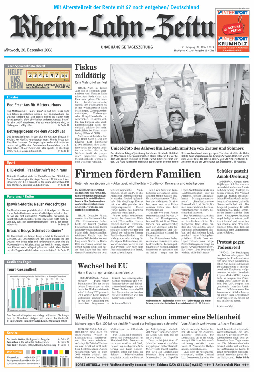 Rhein-Lahn-Zeitung Diez (Archiv) vom Mittwoch, 20.12.2006