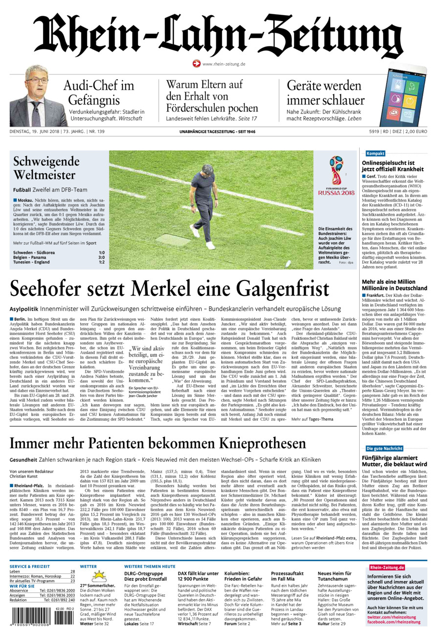 Rhein-Lahn-Zeitung Diez (Archiv) vom Dienstag, 19.06.2018