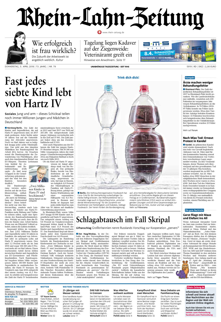 Rhein-Lahn-Zeitung Diez (Archiv) vom Donnerstag, 05.04.2018