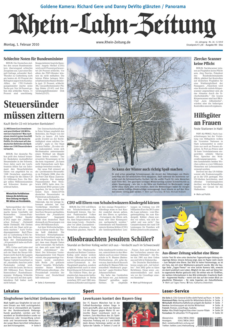 Rhein-Lahn-Zeitung Diez (Archiv) vom Montag, 01.02.2010