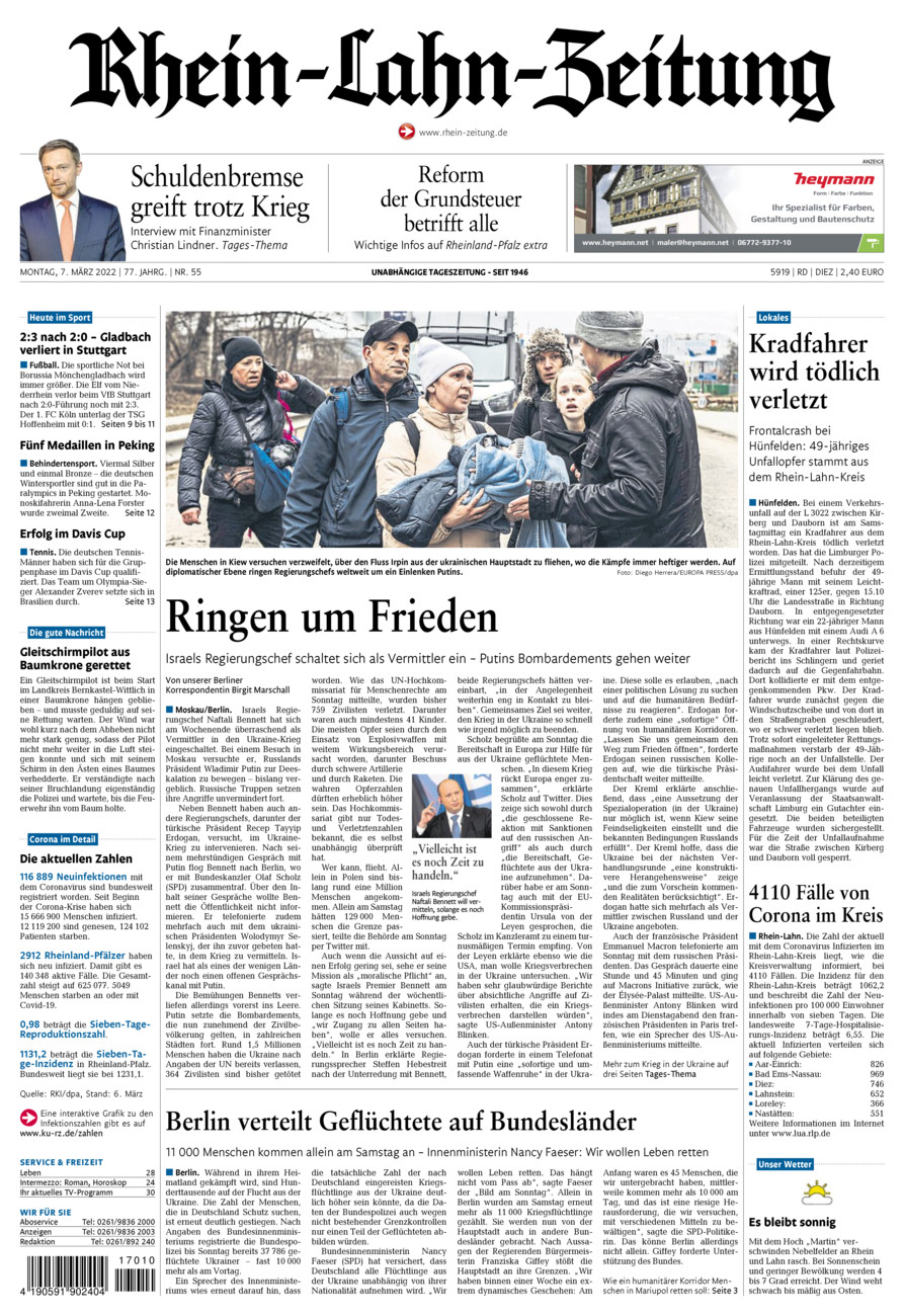 Rhein-Lahn-Zeitung Diez (Archiv) vom Montag, 07.03.2022