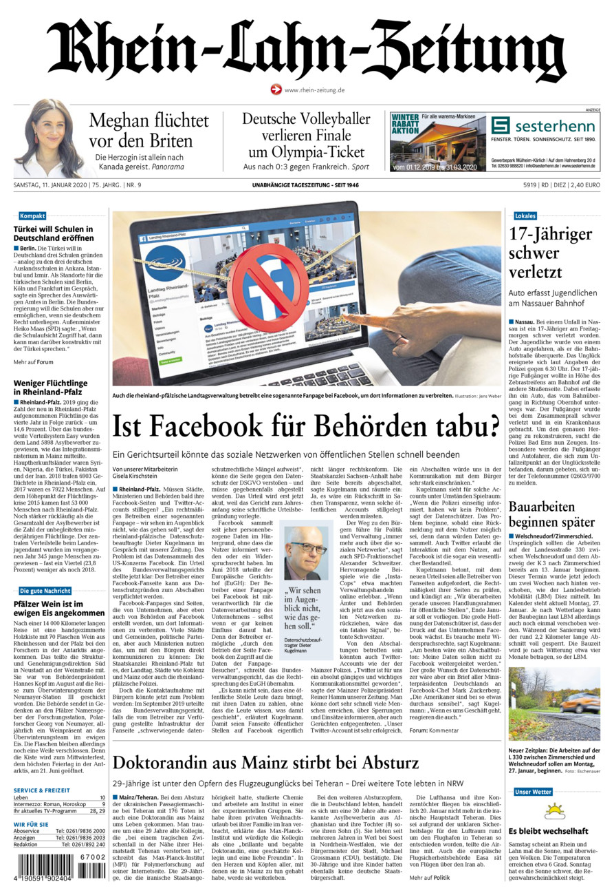 Rhein-Lahn-Zeitung Diez (Archiv) vom Samstag, 11.01.2020