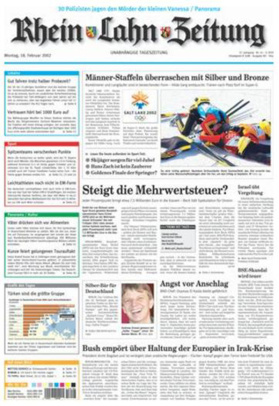 Rhein-Lahn-Zeitung Diez (Archiv) vom Montag, 18.02.2002