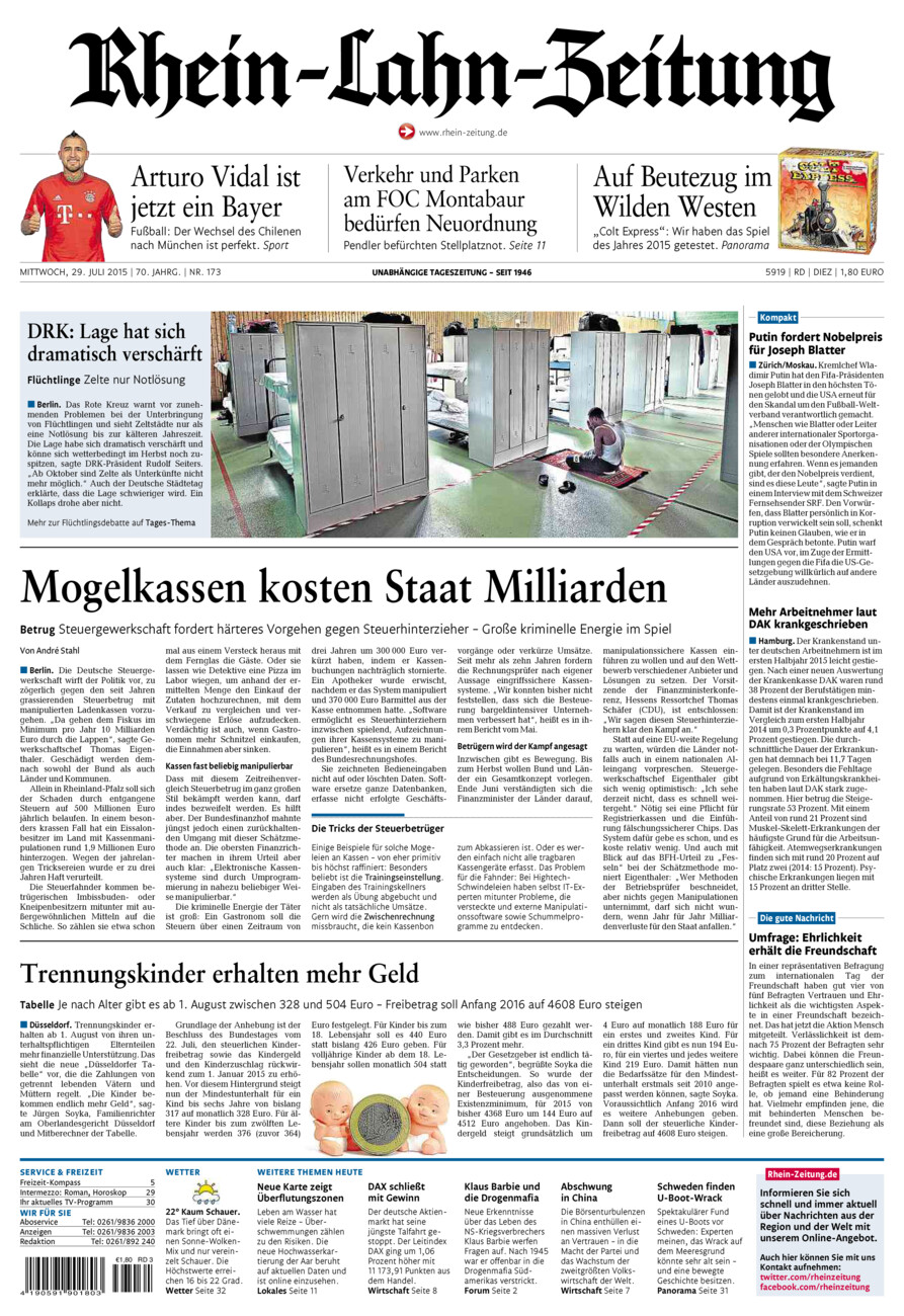 Rhein-Lahn-Zeitung Diez (Archiv) vom Mittwoch, 29.07.2015
