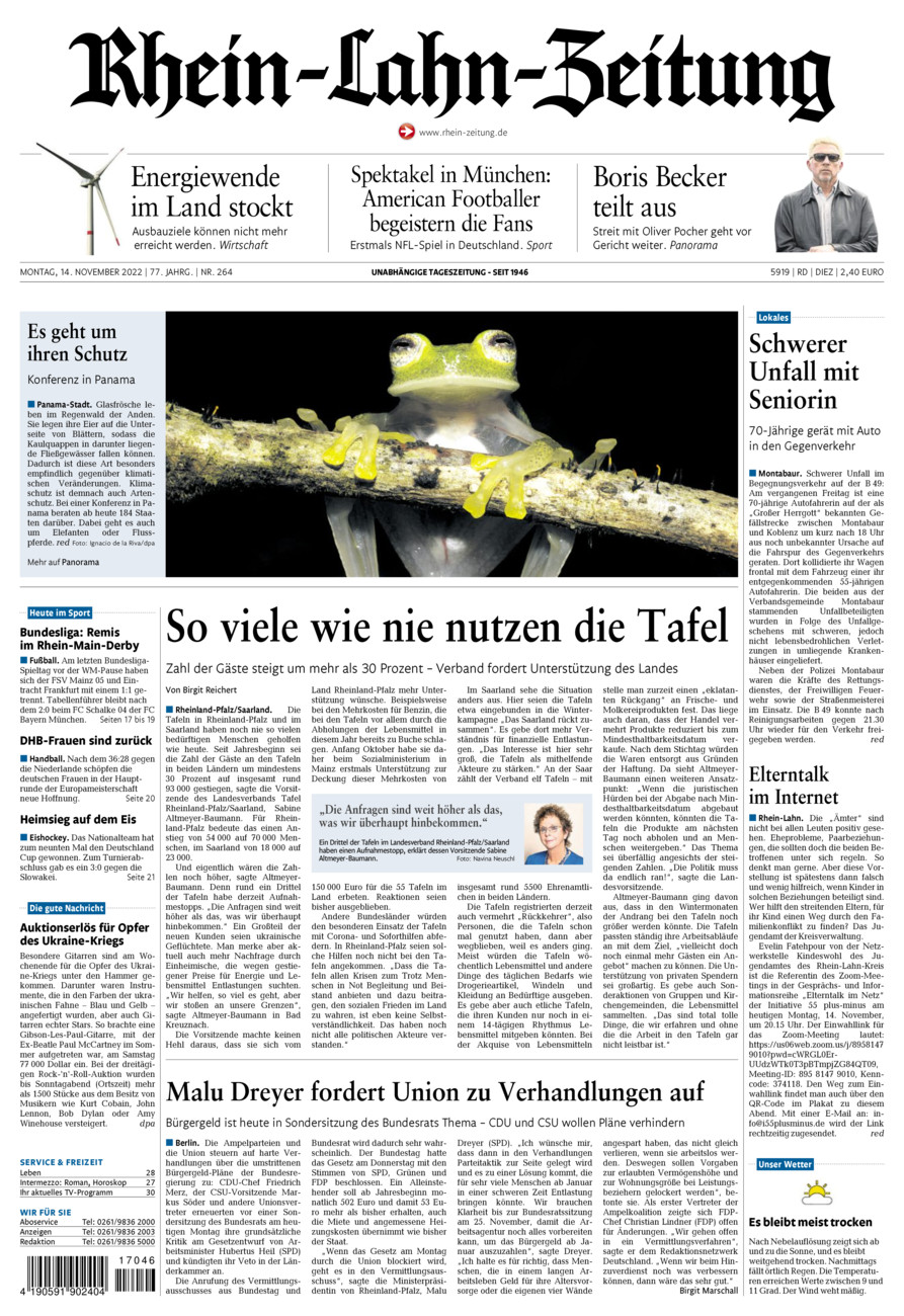 Rhein-Lahn-Zeitung Diez (Archiv) vom Montag, 14.11.2022