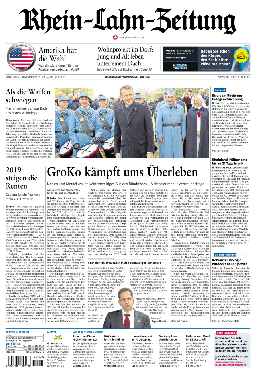 Rhein-Lahn-Zeitung Diez (Archiv) vom Dienstag, 06.11.2018