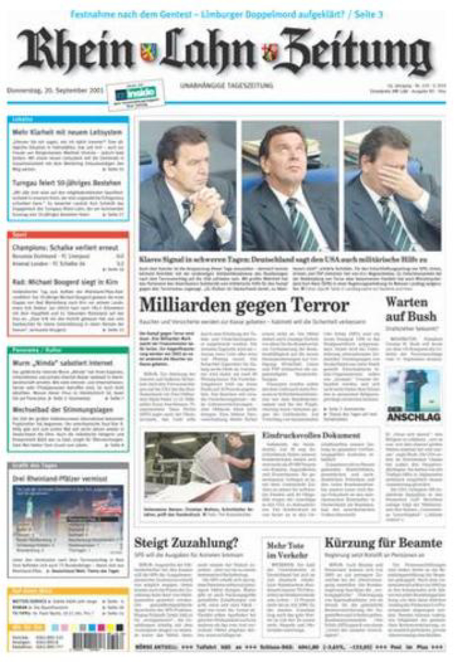 Rhein-Lahn-Zeitung Diez (Archiv) vom Donnerstag, 20.09.2001
