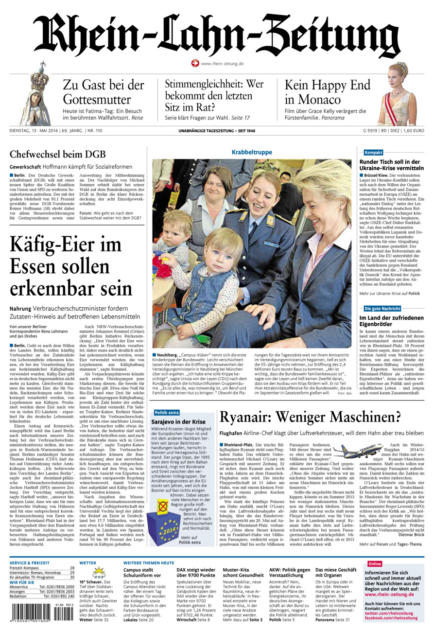 Rhein-Lahn-Zeitung Diez (Archiv) vom Dienstag, 13.05.2014