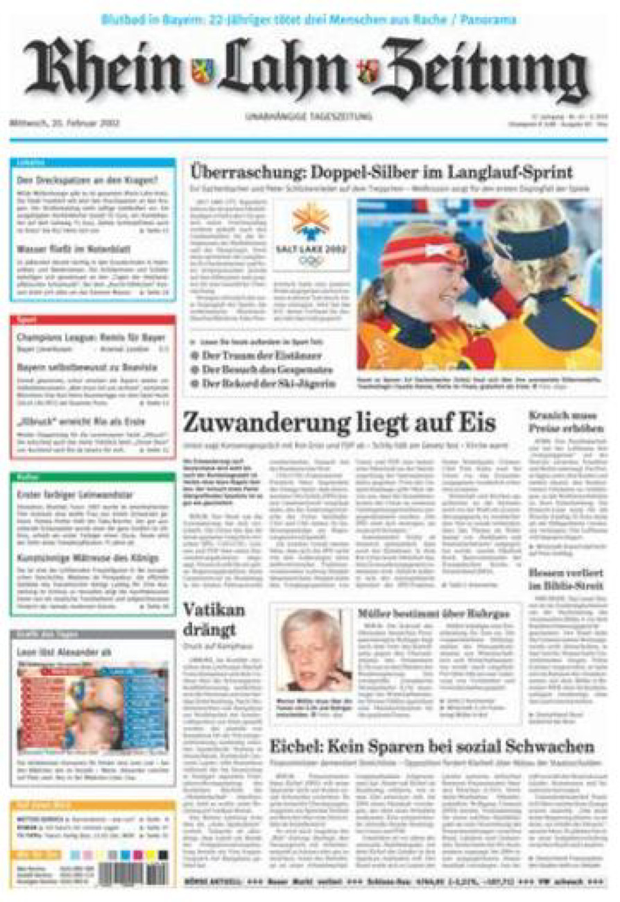 Rhein-Lahn-Zeitung Diez (Archiv) vom Mittwoch, 20.02.2002