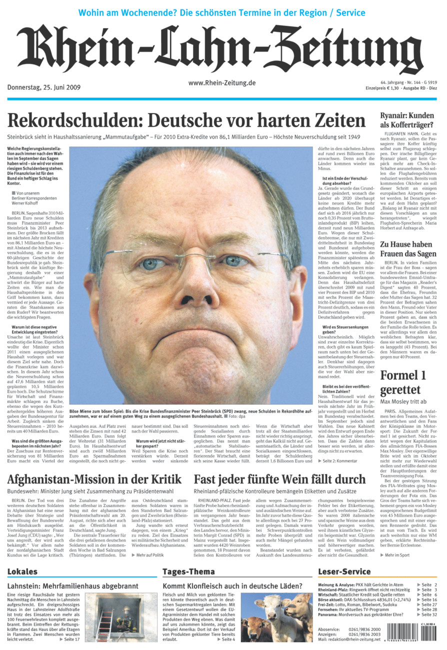 Rhein-Lahn-Zeitung Diez (Archiv) vom Donnerstag, 25.06.2009