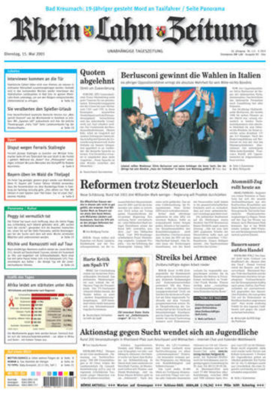 Rhein-Lahn-Zeitung Diez (Archiv) vom Dienstag, 15.05.2001