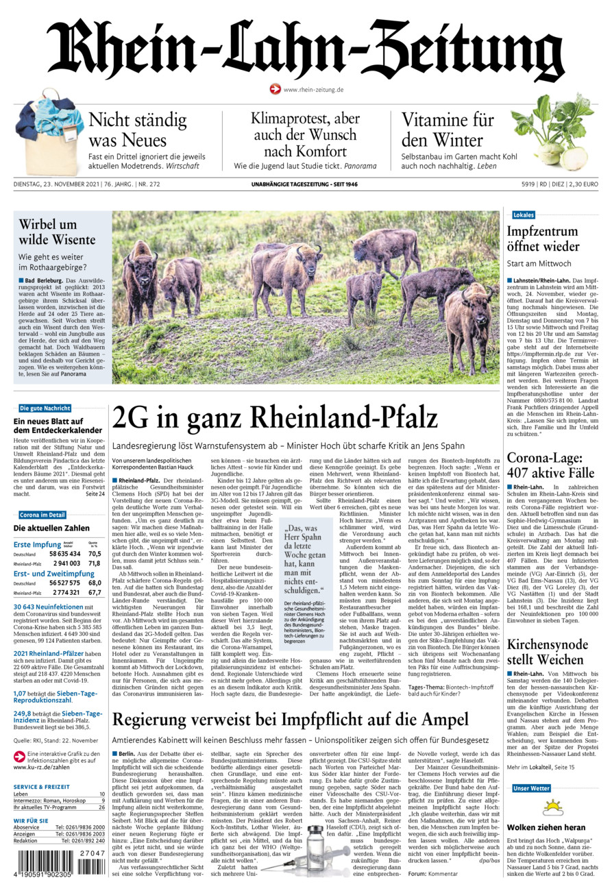 Rhein-Lahn-Zeitung Diez (Archiv) vom Dienstag, 23.11.2021