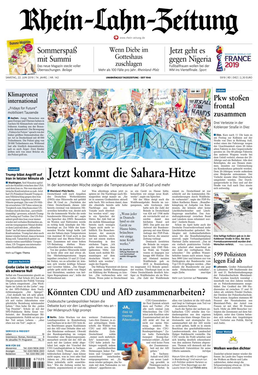 Rhein-Lahn-Zeitung Diez (Archiv) vom Samstag, 22.06.2019