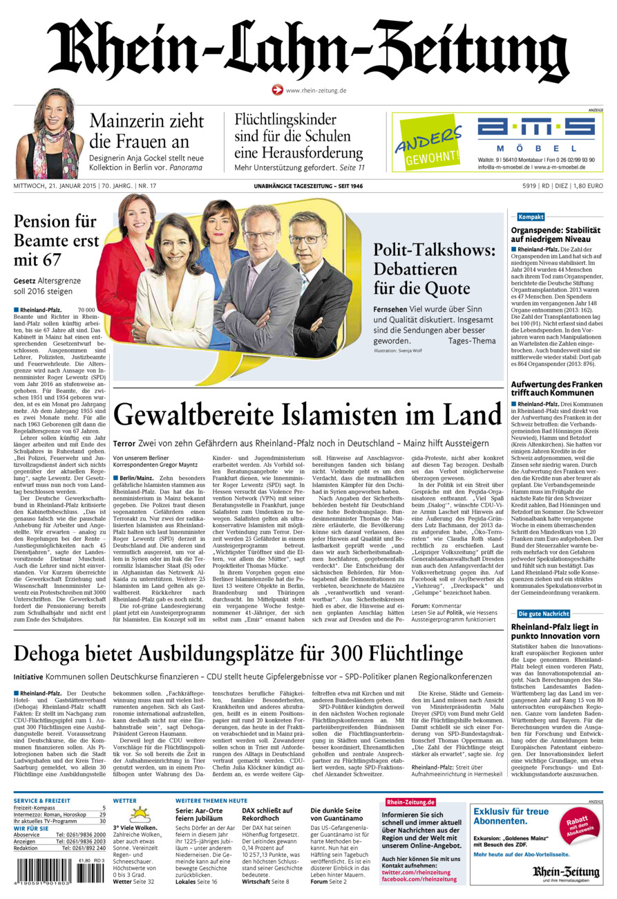 Rhein-Lahn-Zeitung Diez (Archiv) vom Mittwoch, 21.01.2015