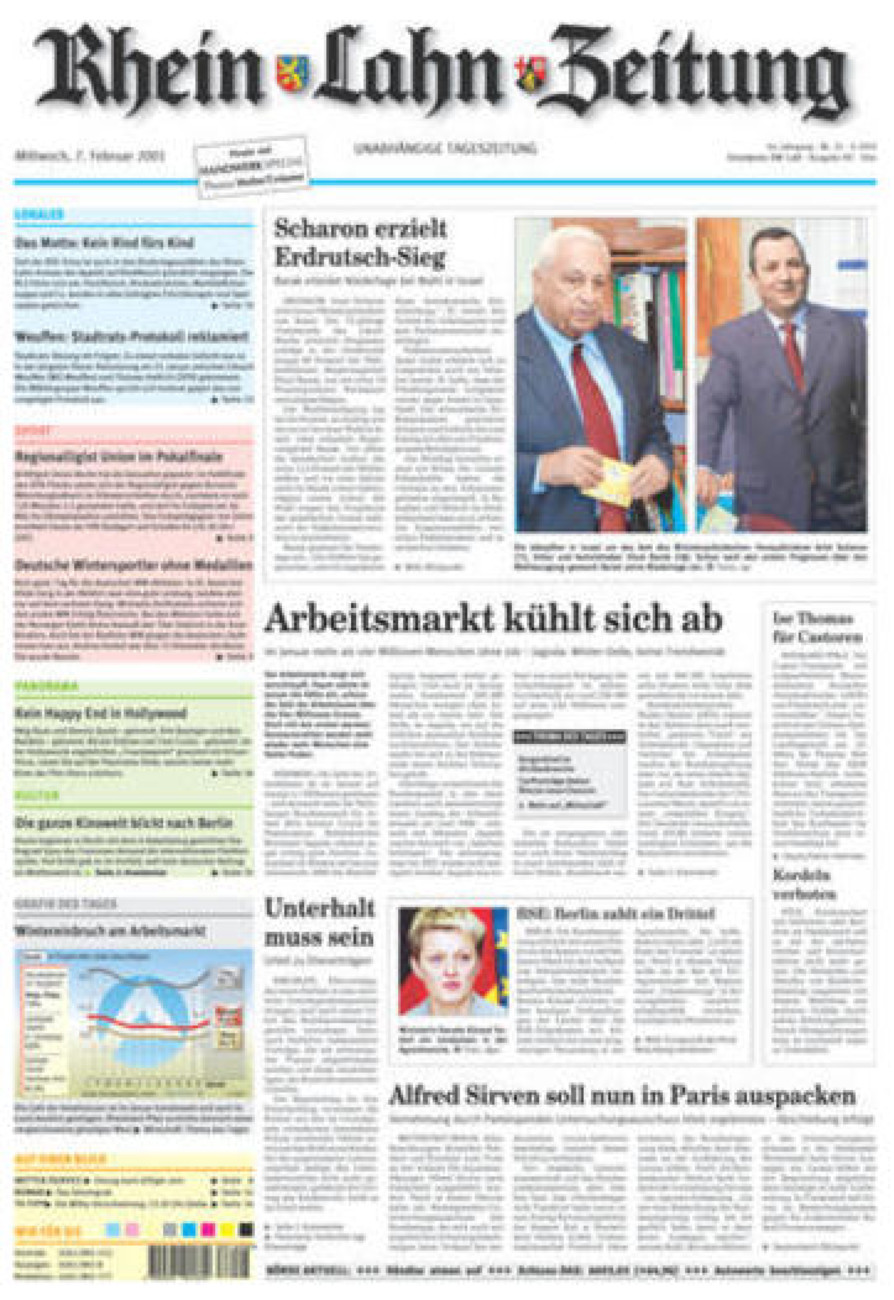 Rhein-Lahn-Zeitung Diez (Archiv) vom Mittwoch, 07.02.2001