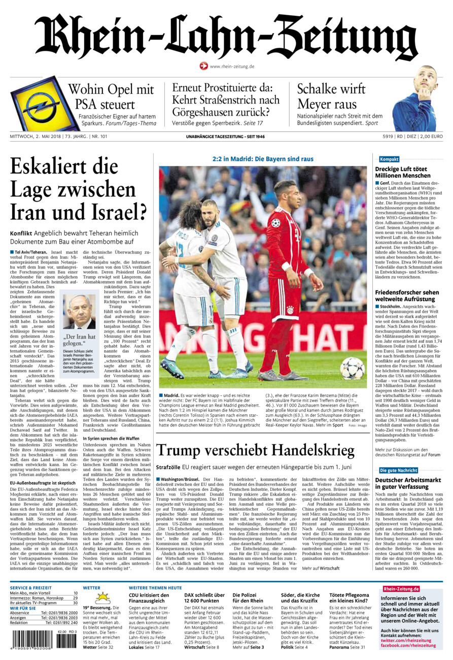 Rhein-Lahn-Zeitung Diez (Archiv) vom Mittwoch, 02.05.2018