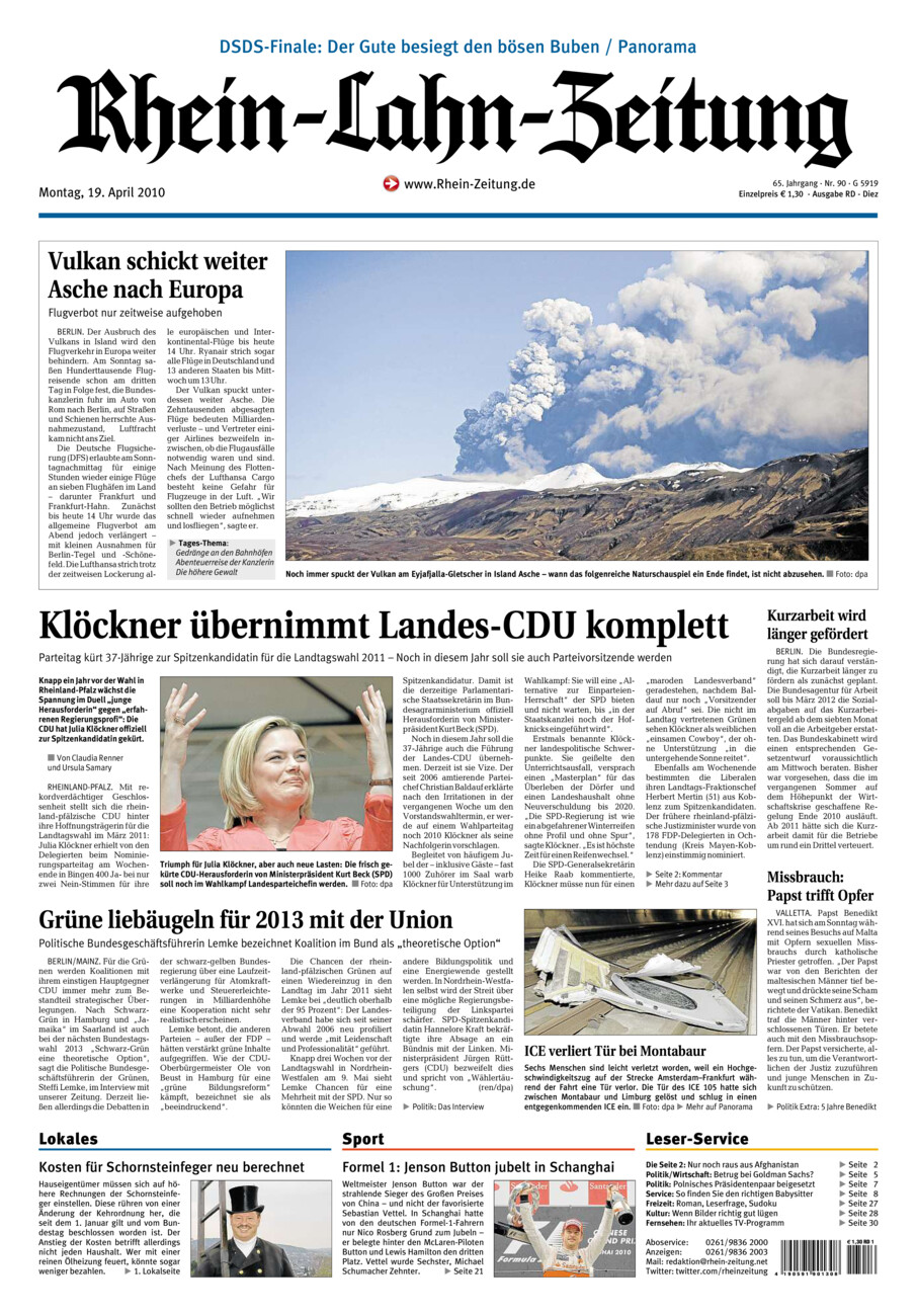 Rhein-Lahn-Zeitung Diez (Archiv) vom Montag, 19.04.2010