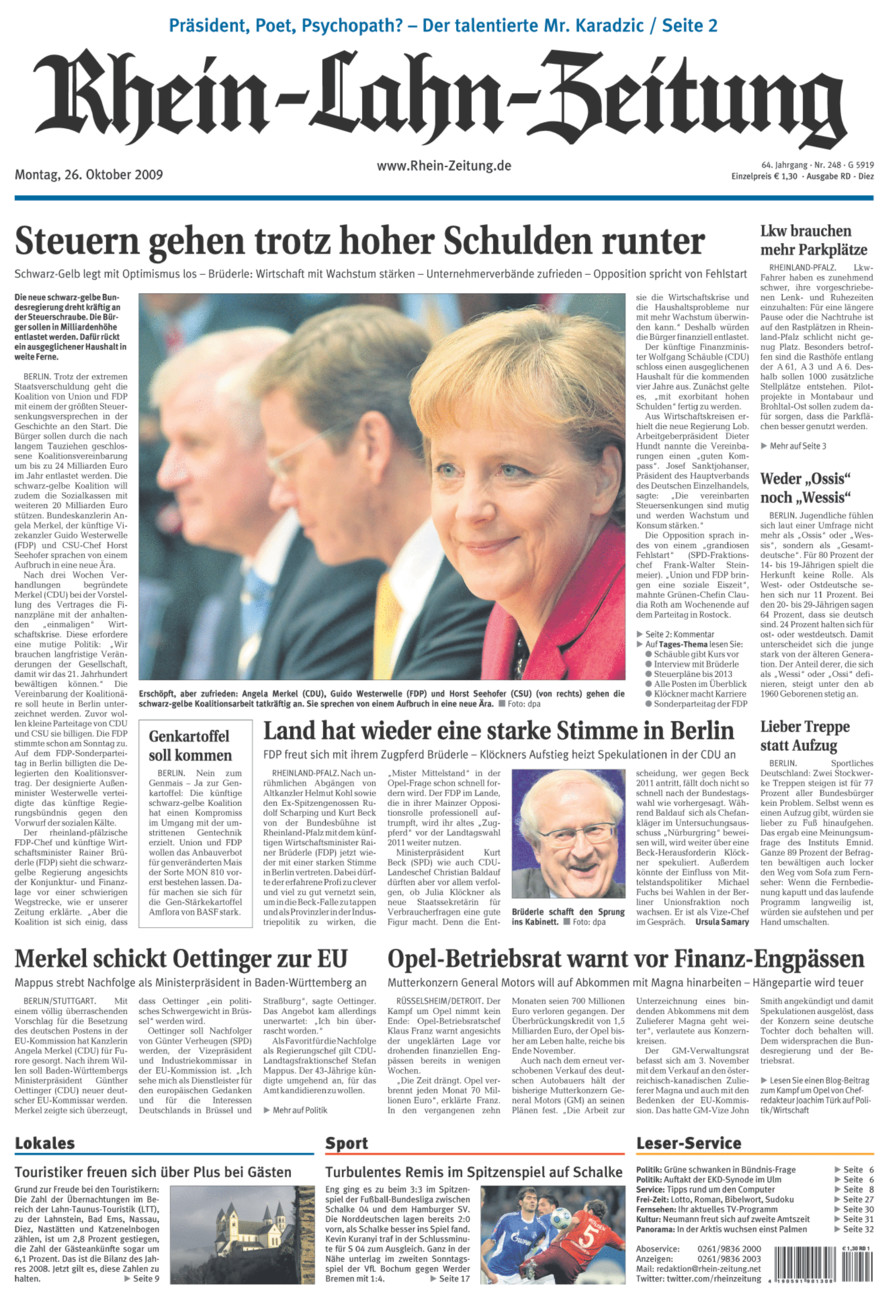 Rhein-Lahn-Zeitung Diez (Archiv) vom Montag, 26.10.2009