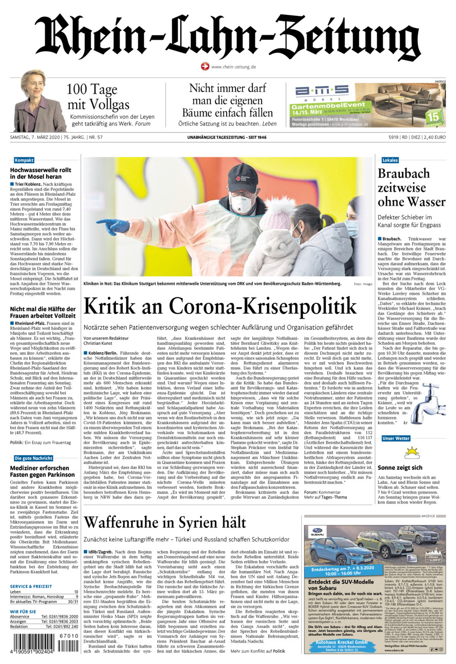 Rhein-Lahn-Zeitung Diez (Archiv) vom Samstag, 07.03.2020