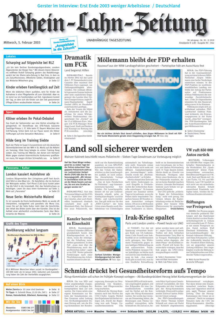 Rhein-Lahn-Zeitung Diez (Archiv) vom Mittwoch, 05.02.2003