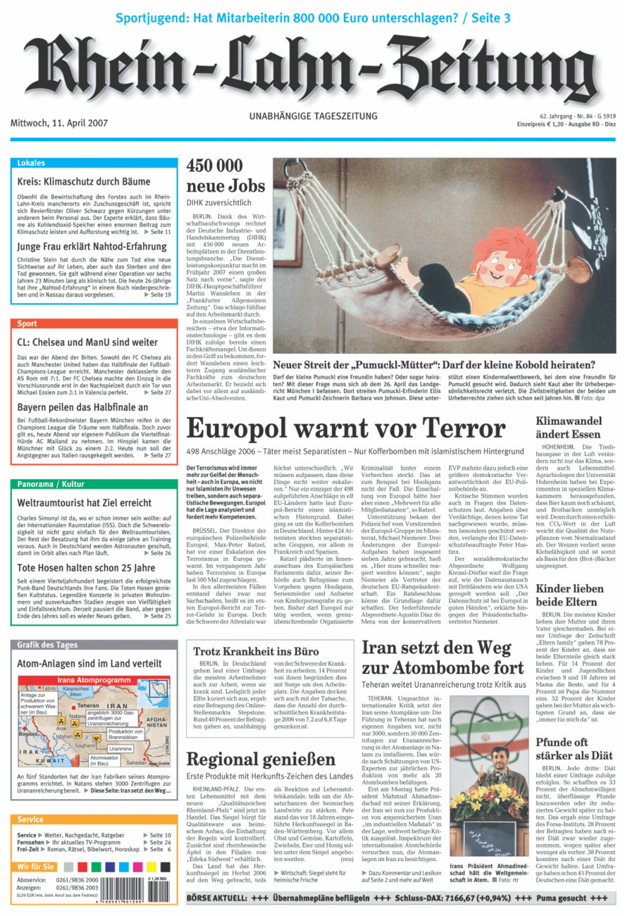 Rhein-Lahn-Zeitung Diez (Archiv) vom Mittwoch, 11.04.2007