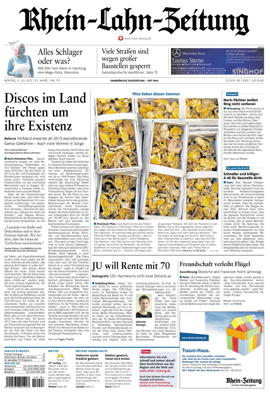 Rhein-Lahn-Zeitung Diez (Archiv) vom Montag, 09.07.2012