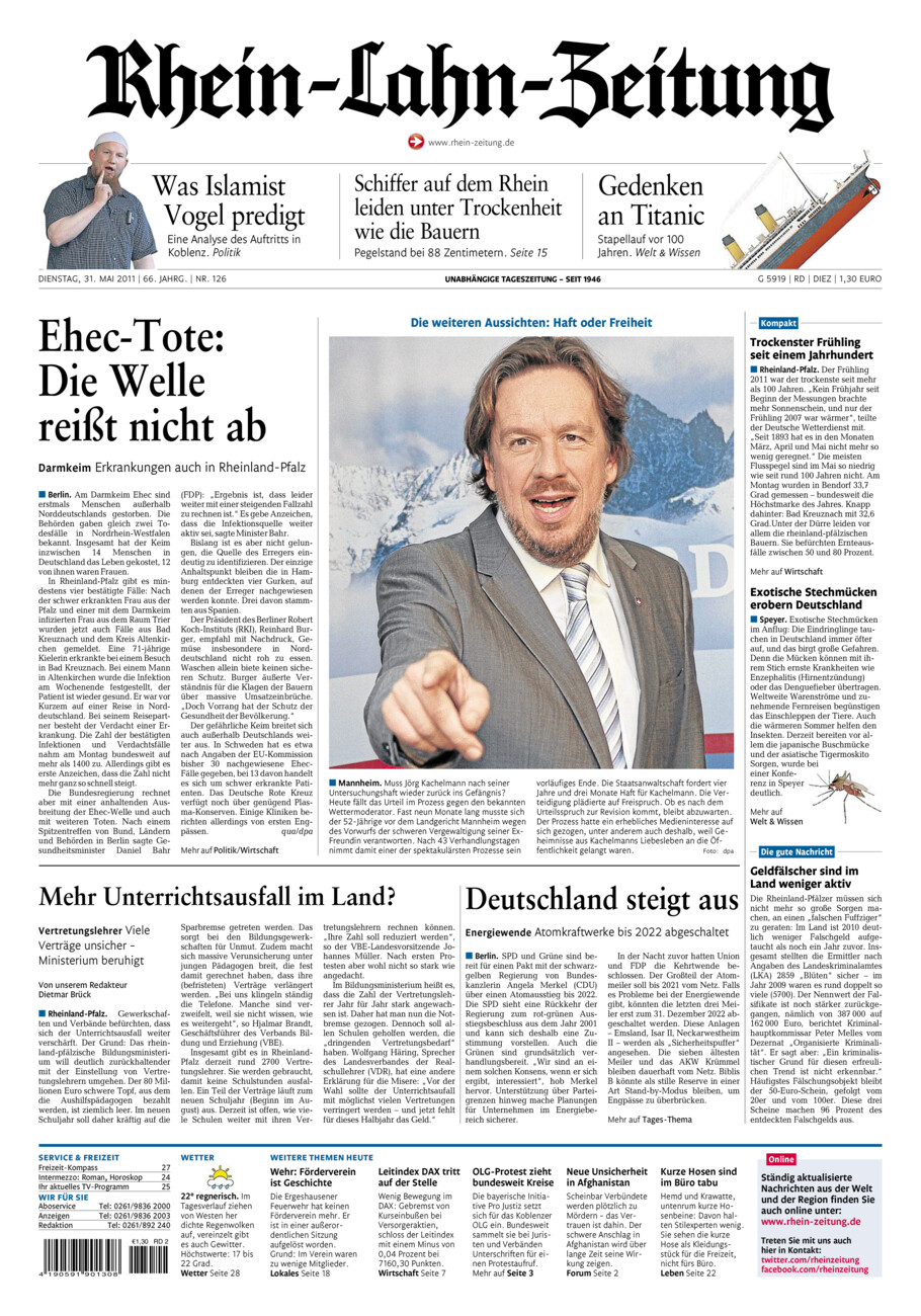 Rhein-Lahn-Zeitung Diez (Archiv) vom Dienstag, 31.05.2011