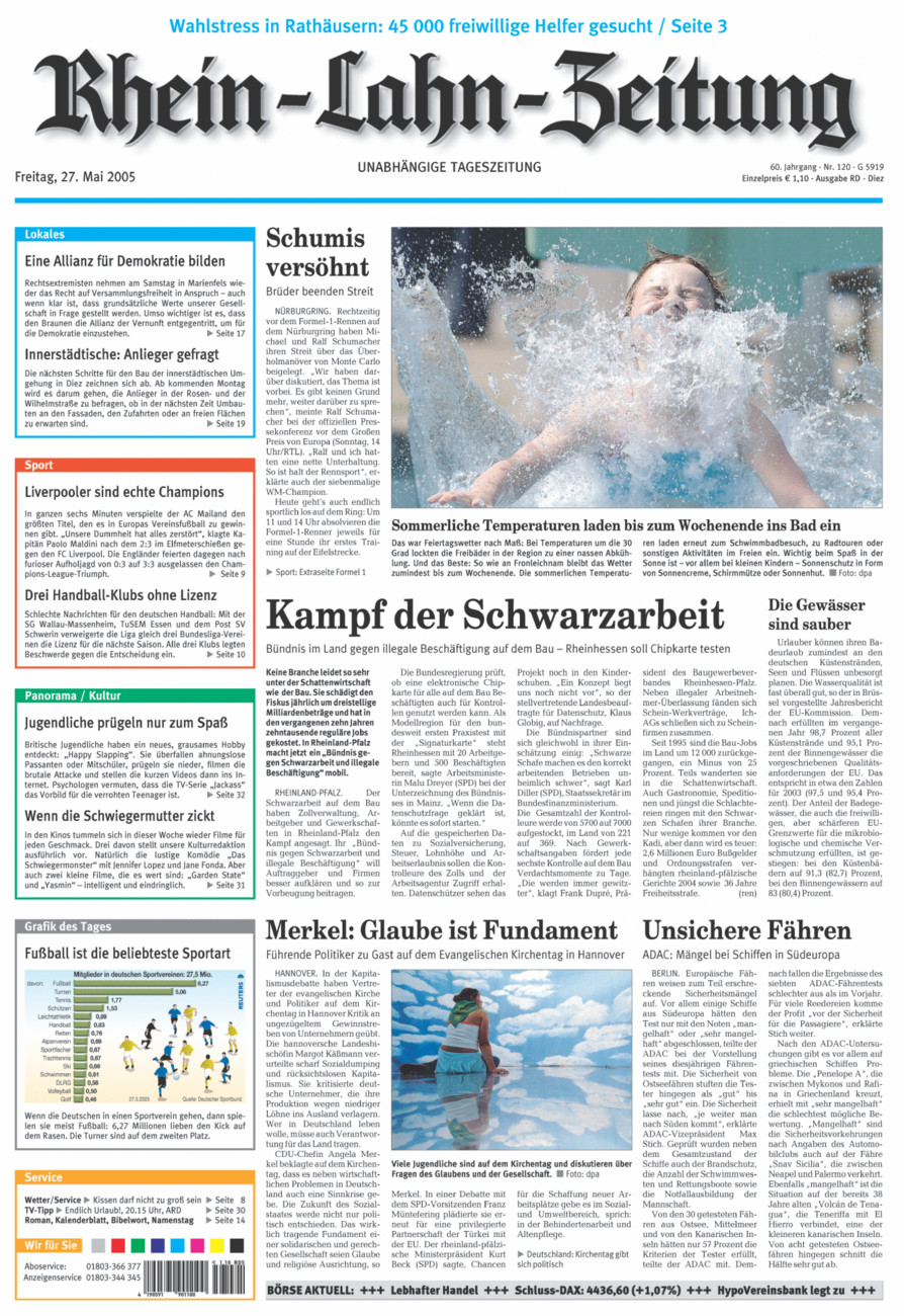 Rhein-Lahn-Zeitung Diez (Archiv) vom Freitag, 27.05.2005