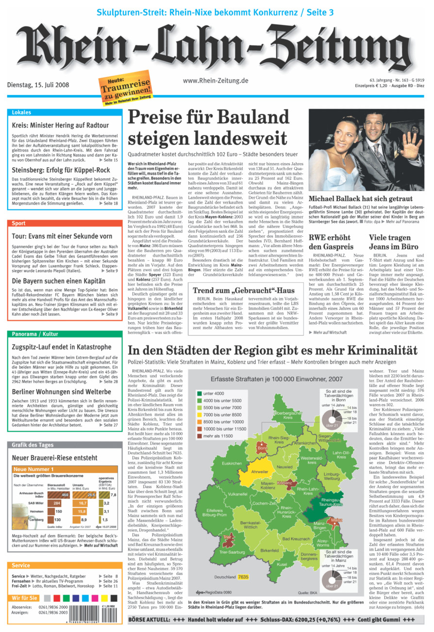 Rhein-Lahn-Zeitung Diez (Archiv) vom Dienstag, 15.07.2008