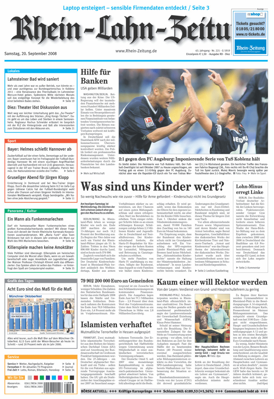 Rhein-Lahn-Zeitung Diez (Archiv) vom Samstag, 20.09.2008