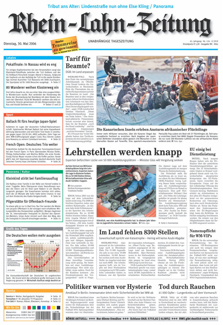 Rhein-Lahn-Zeitung Diez (Archiv) vom Dienstag, 30.05.2006