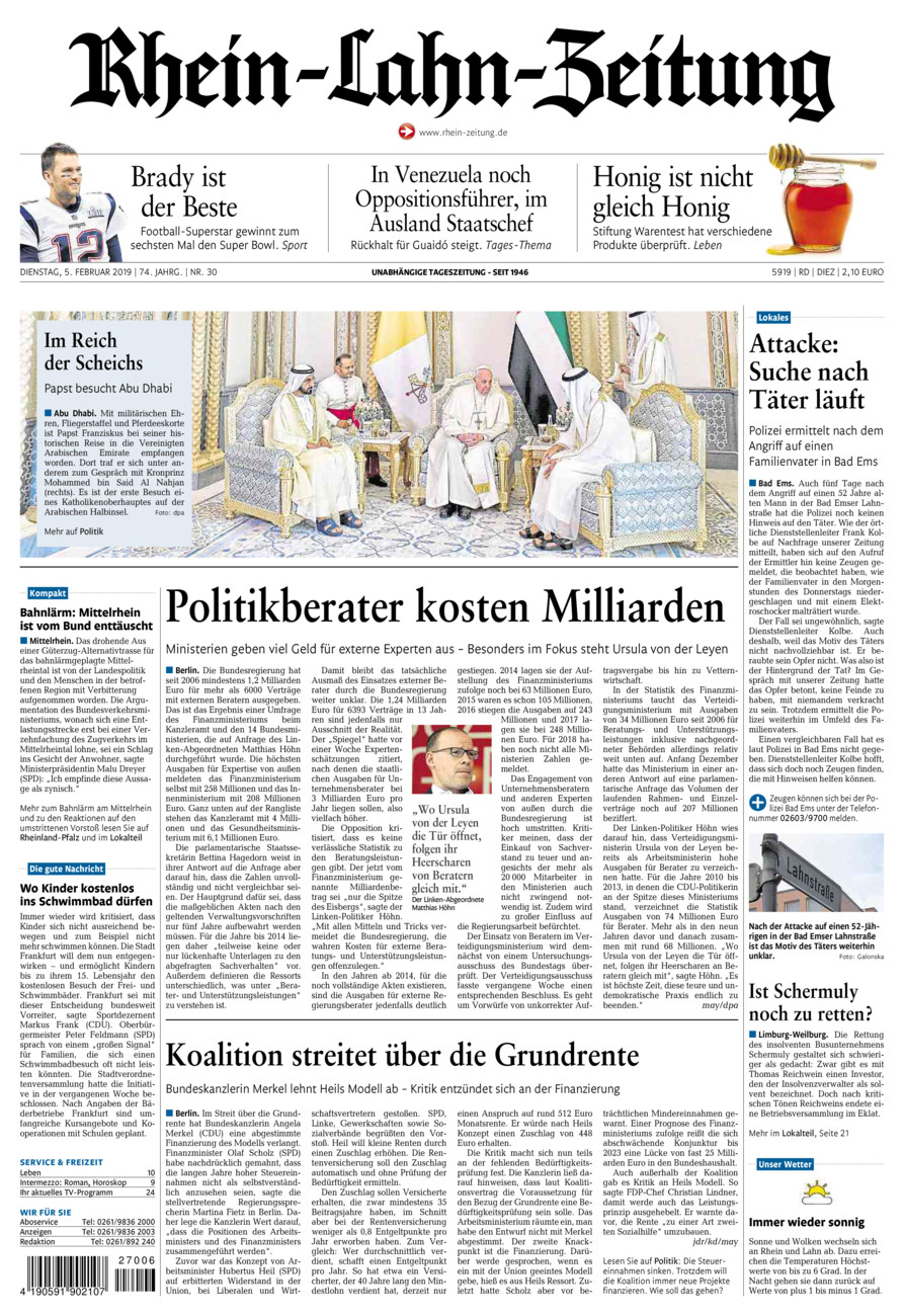 Rhein-Lahn-Zeitung Diez (Archiv) vom Dienstag, 05.02.2019