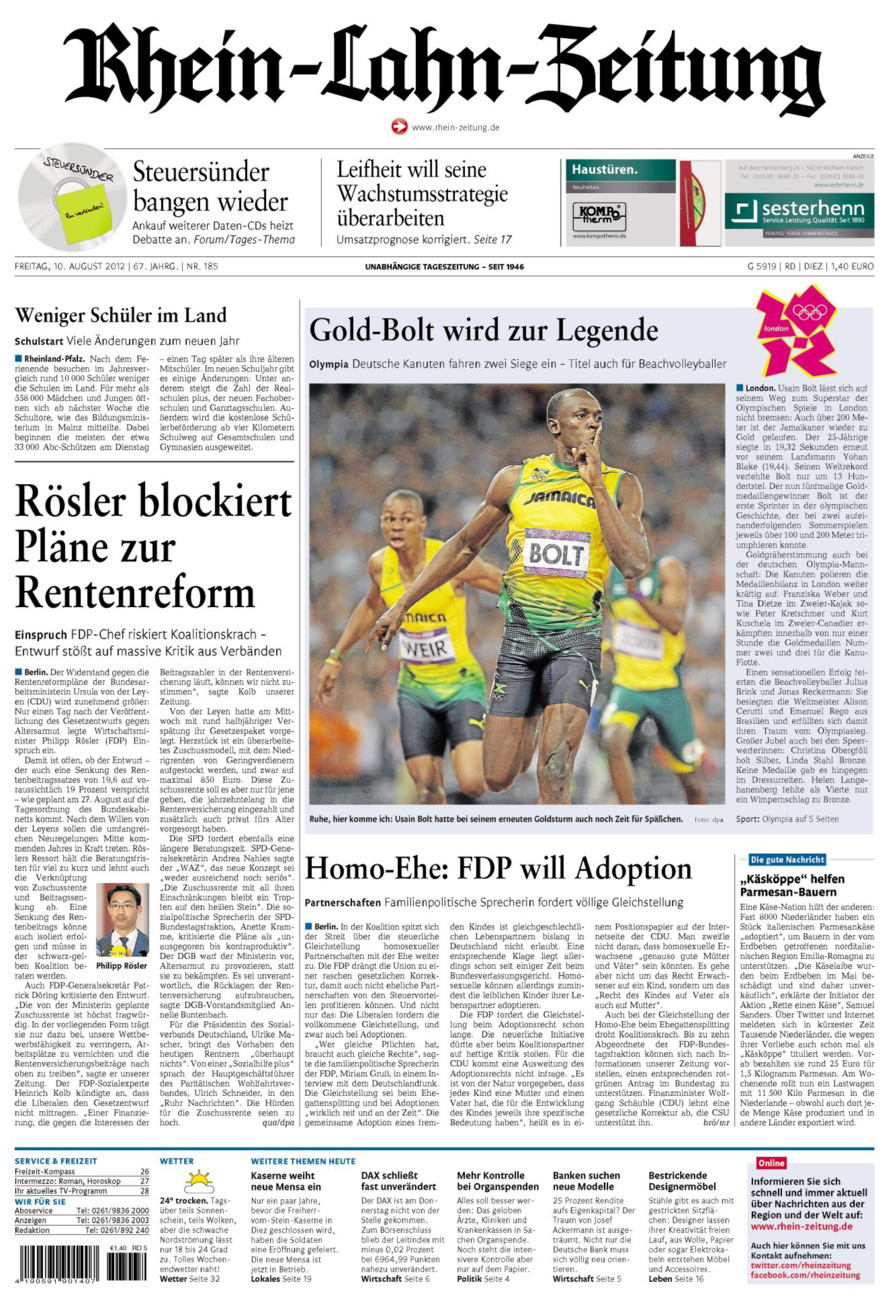 Rhein-Lahn-Zeitung Diez (Archiv) vom Freitag, 10.08.2012