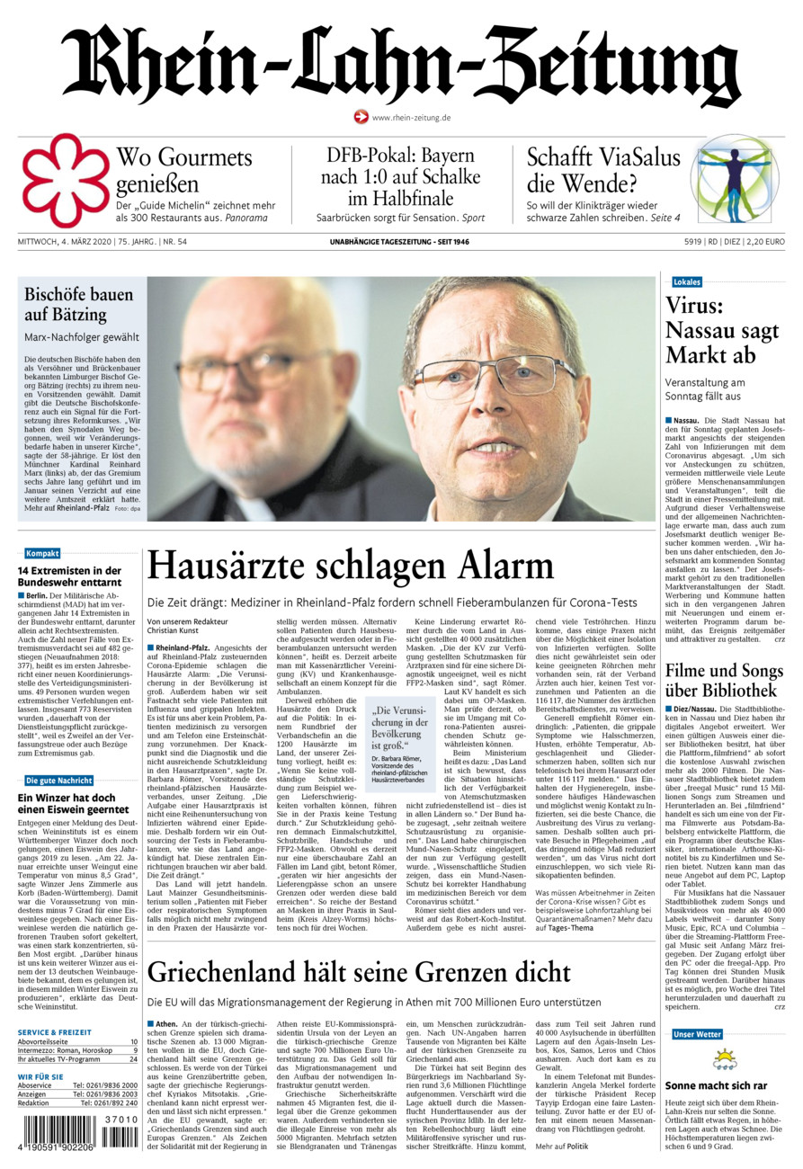 Rhein-Lahn-Zeitung Diez (Archiv) vom Mittwoch, 04.03.2020