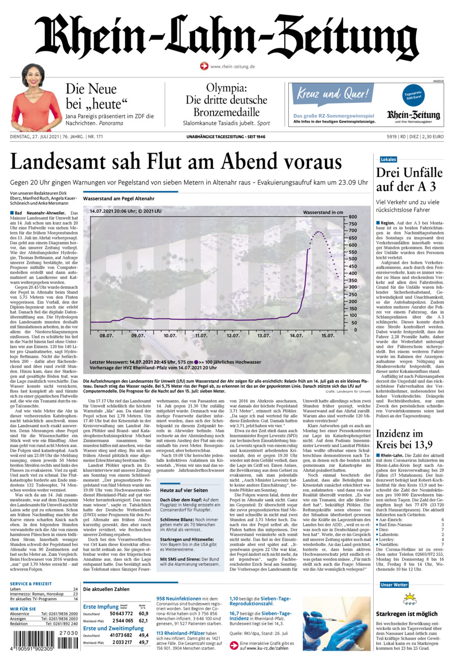 Rhein-Lahn-Zeitung Diez (Archiv) vom Dienstag, 27.07.2021
