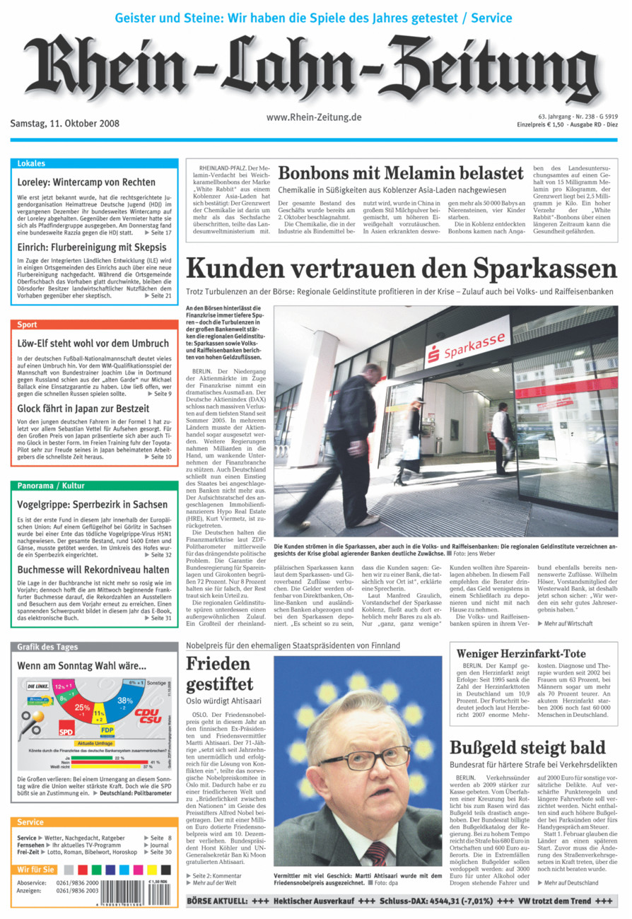Rhein-Lahn-Zeitung Diez (Archiv) vom Samstag, 11.10.2008