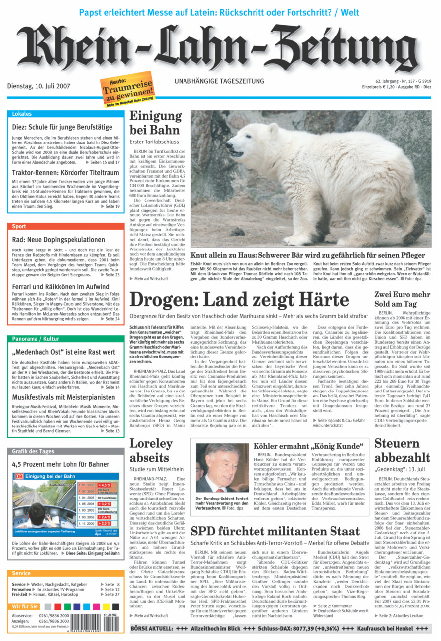 Rhein-Lahn-Zeitung Diez (Archiv) vom Dienstag, 10.07.2007
