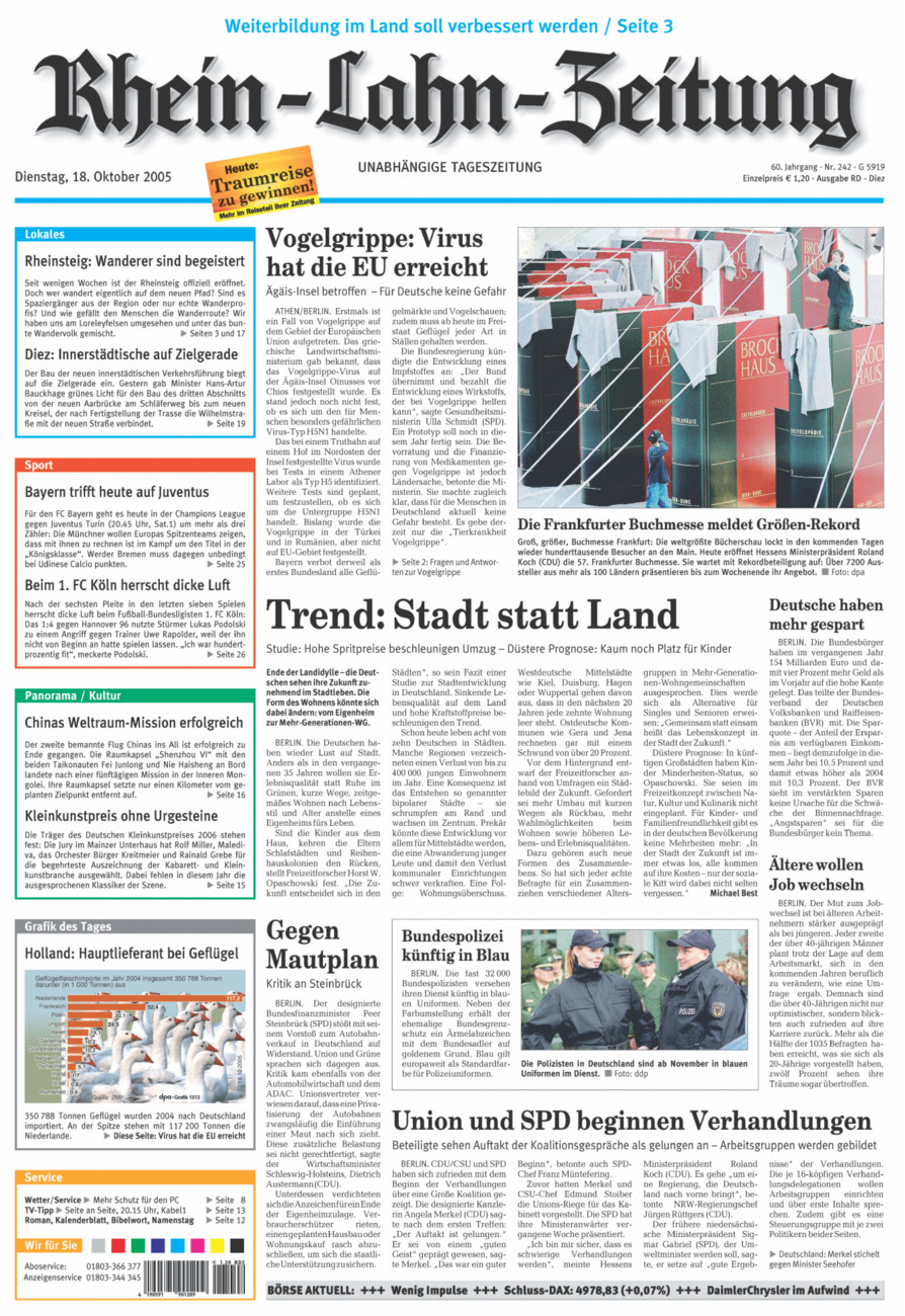 Rhein-Lahn-Zeitung Diez (Archiv) vom Dienstag, 18.10.2005