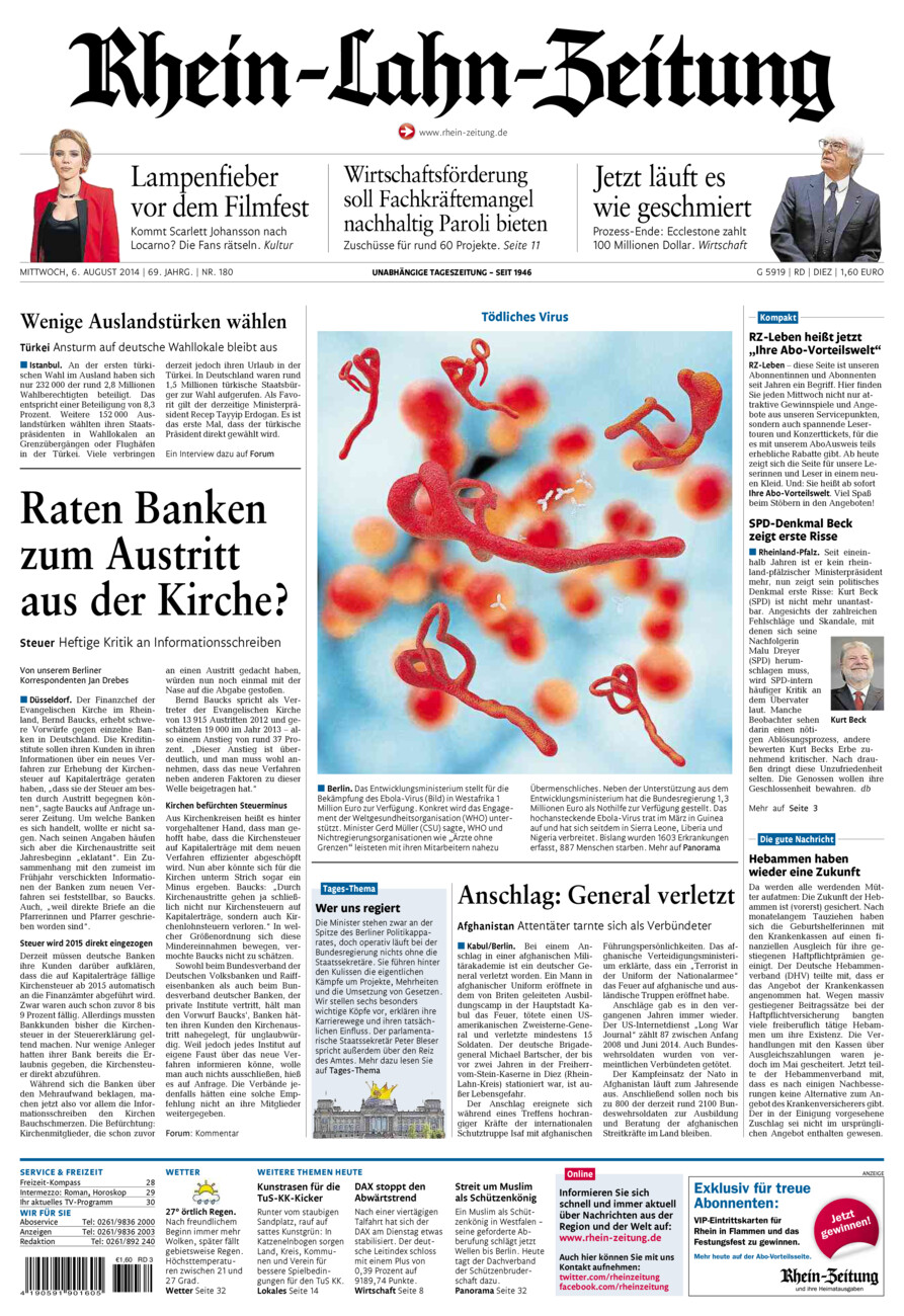Rhein-Lahn-Zeitung Diez (Archiv) vom Mittwoch, 06.08.2014