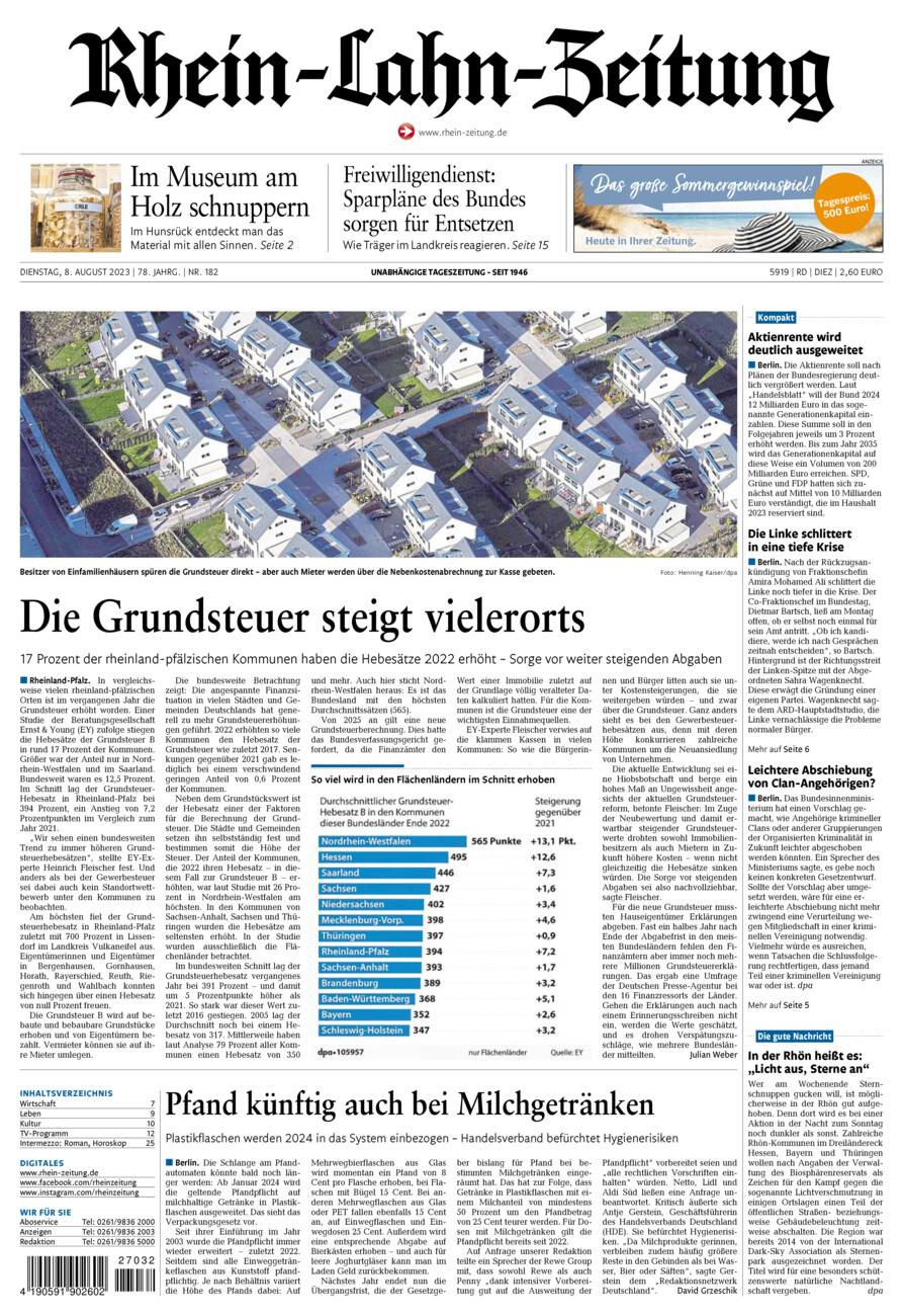 Rhein-Lahn-Zeitung Diez (Archiv) vom Dienstag, 08.08.2023