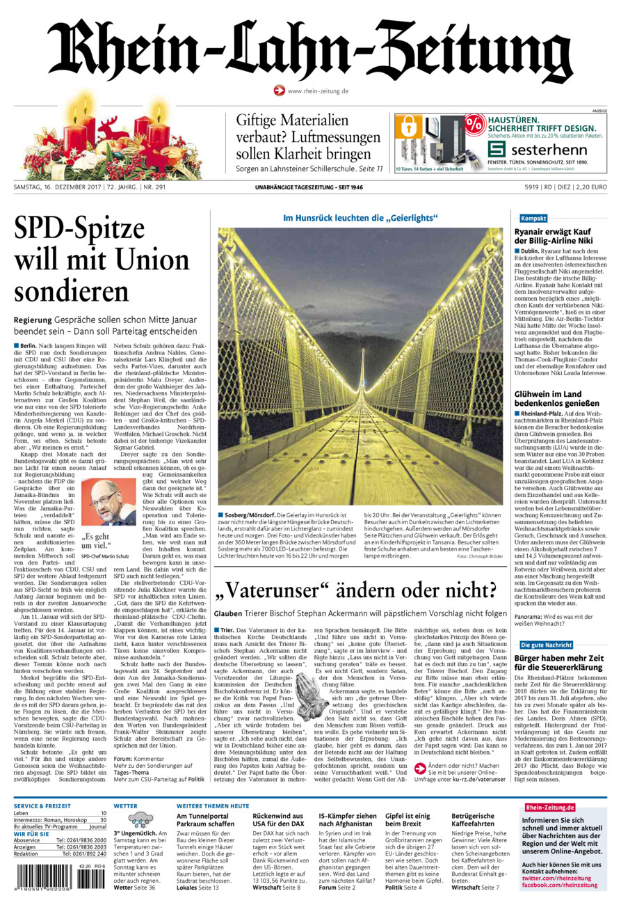 Rhein-Lahn-Zeitung Diez (Archiv) vom Samstag, 16.12.2017