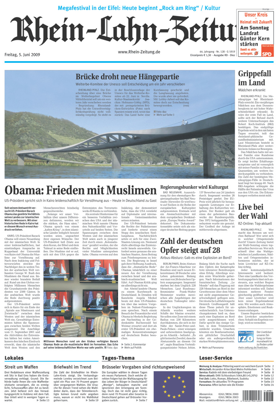 Rhein-Lahn-Zeitung Diez (Archiv) vom Freitag, 05.06.2009