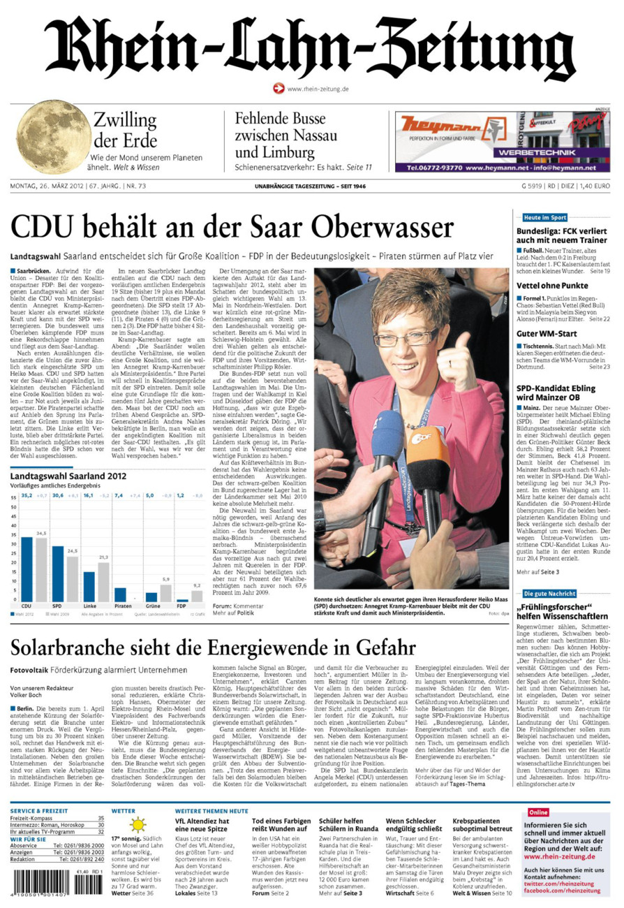 Rhein-Lahn-Zeitung Diez (Archiv) vom Montag, 26.03.2012