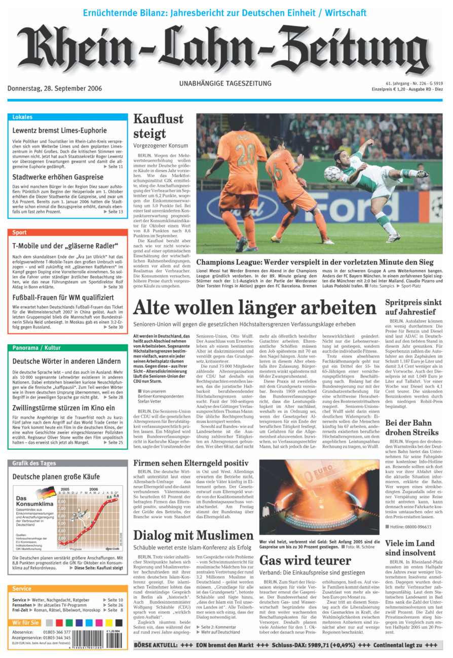 Rhein-Lahn-Zeitung Diez (Archiv) vom Donnerstag, 28.09.2006