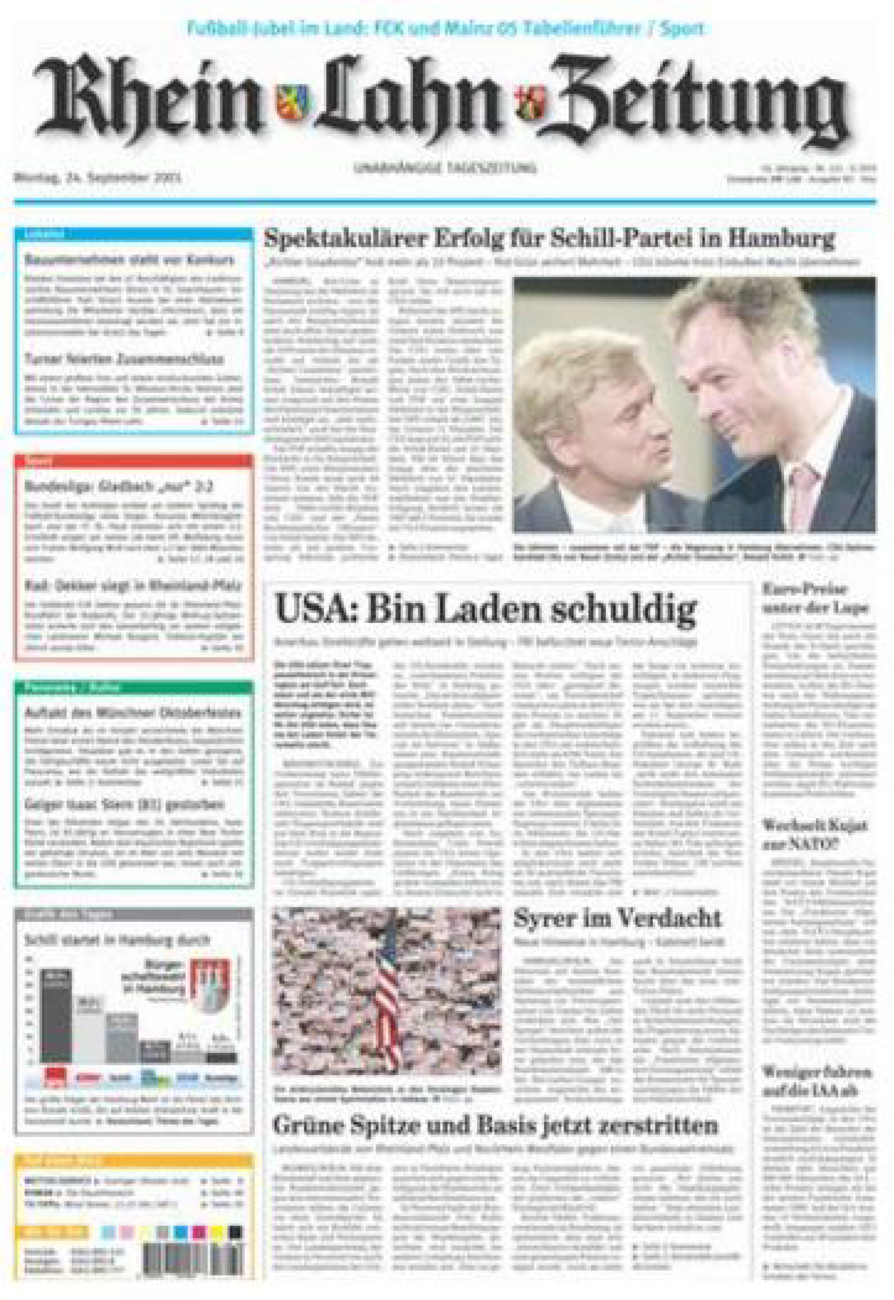 Rhein-Lahn-Zeitung Diez (Archiv) vom Montag, 24.09.2001