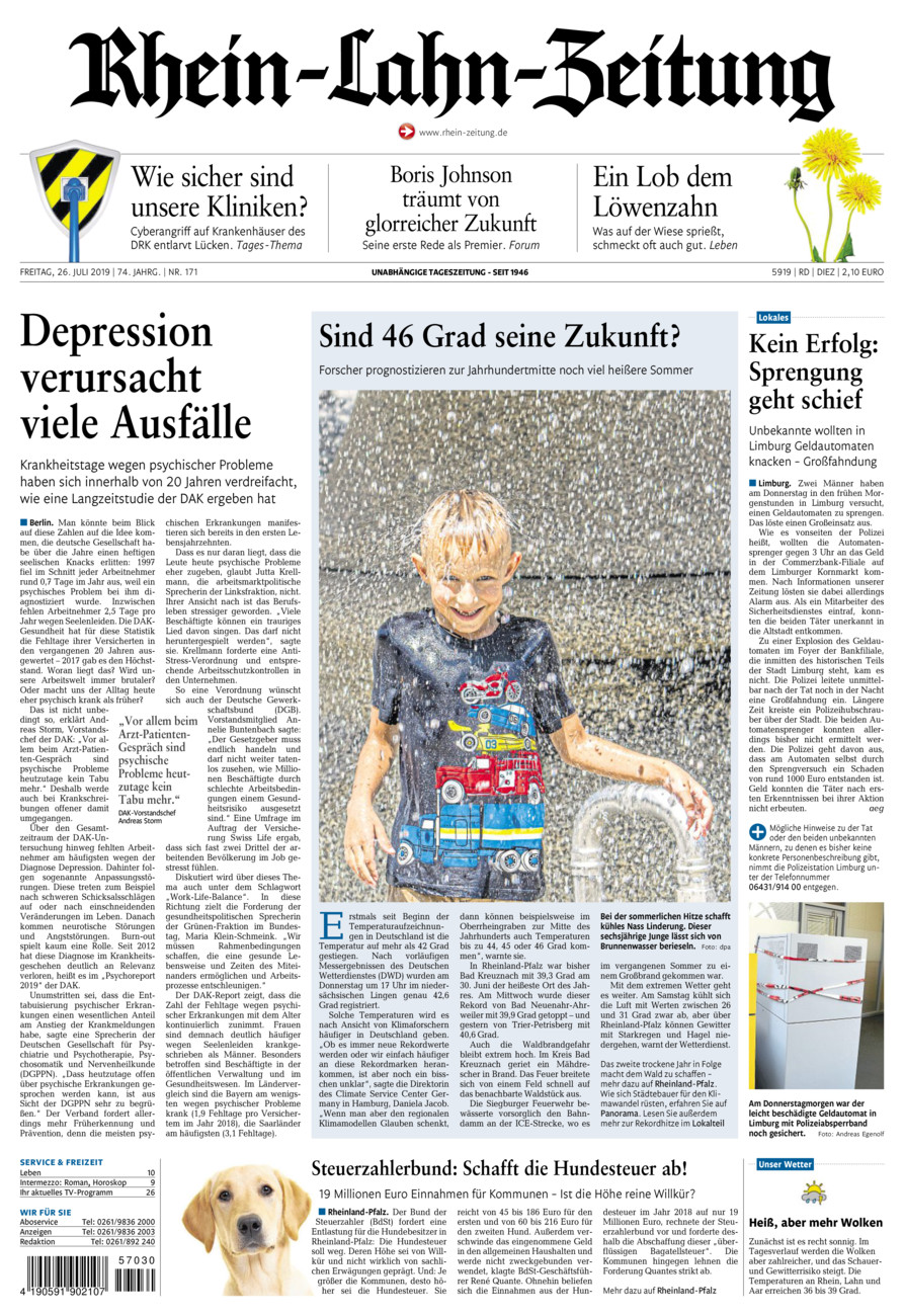Rhein-Lahn-Zeitung Diez (Archiv) vom Freitag, 26.07.2019