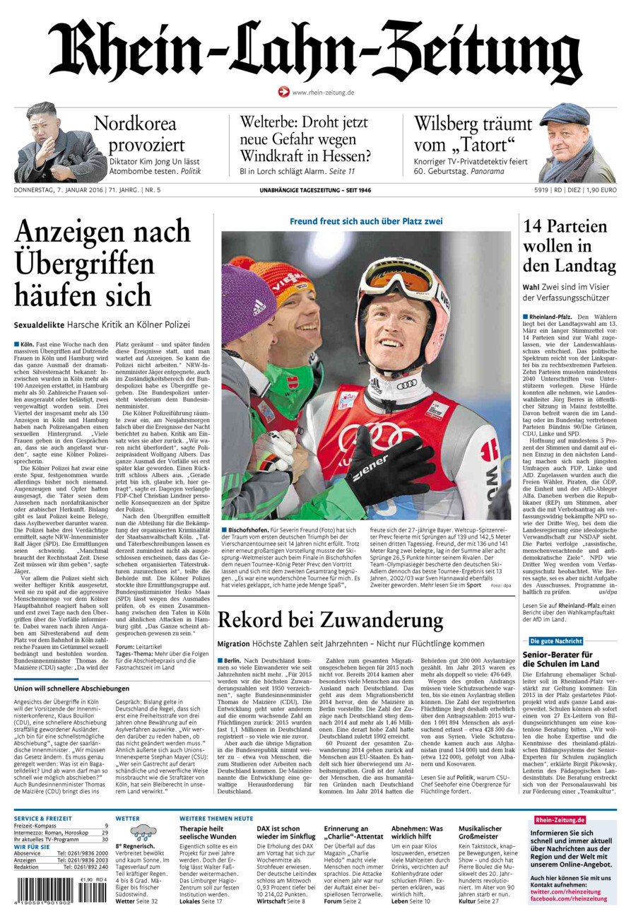Rhein-Lahn-Zeitung Diez (Archiv) vom Donnerstag, 07.01.2016