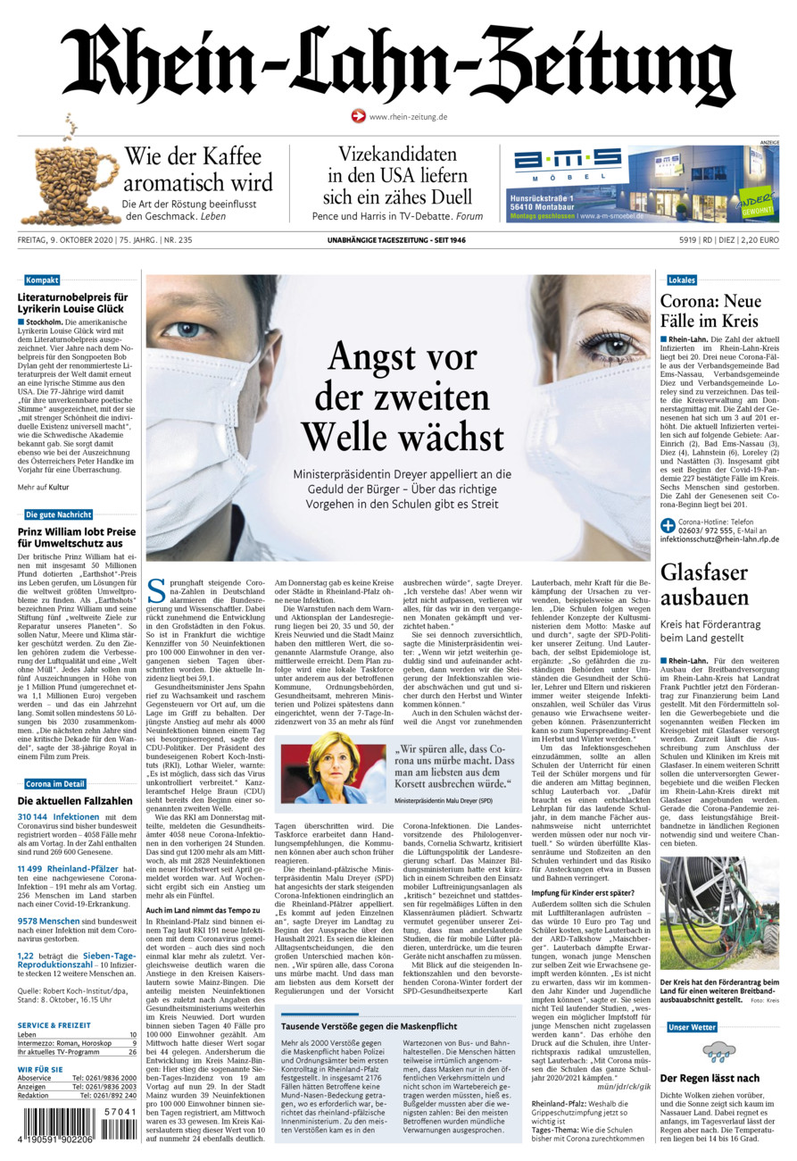 Rhein-Lahn-Zeitung Diez (Archiv) vom Freitag, 09.10.2020