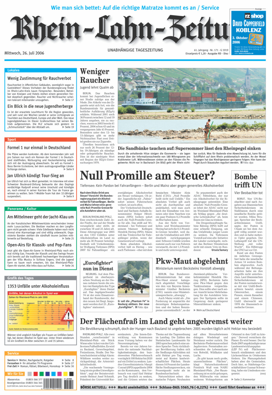 Rhein-Lahn-Zeitung Diez (Archiv) vom Mittwoch, 26.07.2006